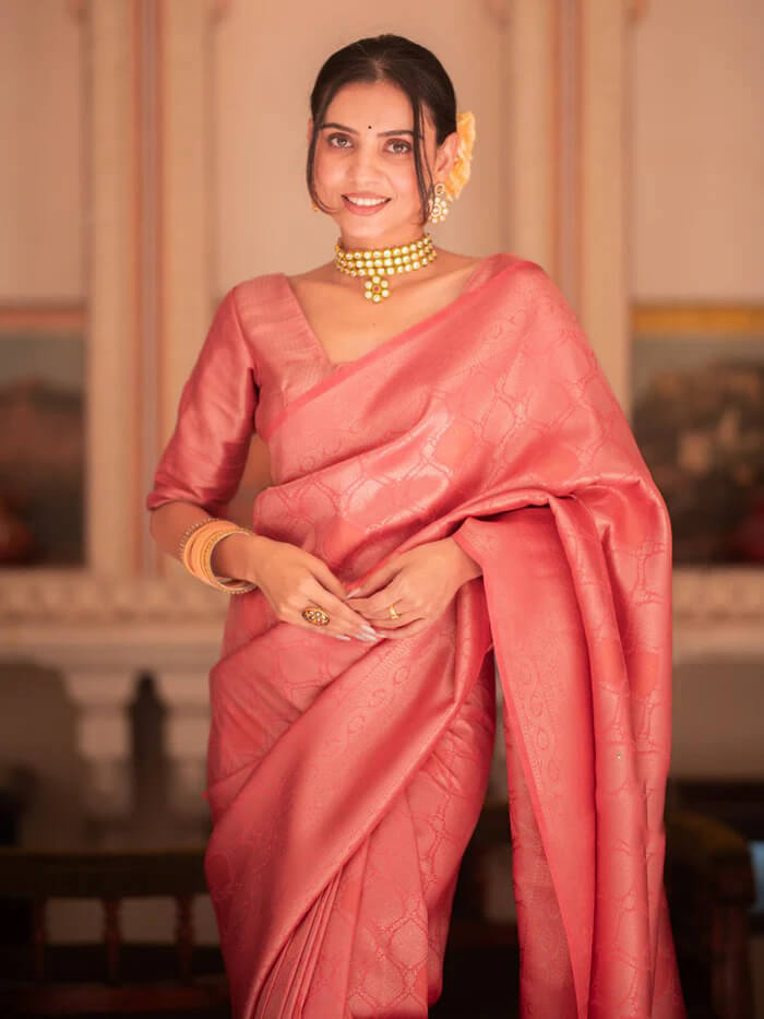 Sempiternal Pink Soft Silk Saree With Devastating Blouse Piece