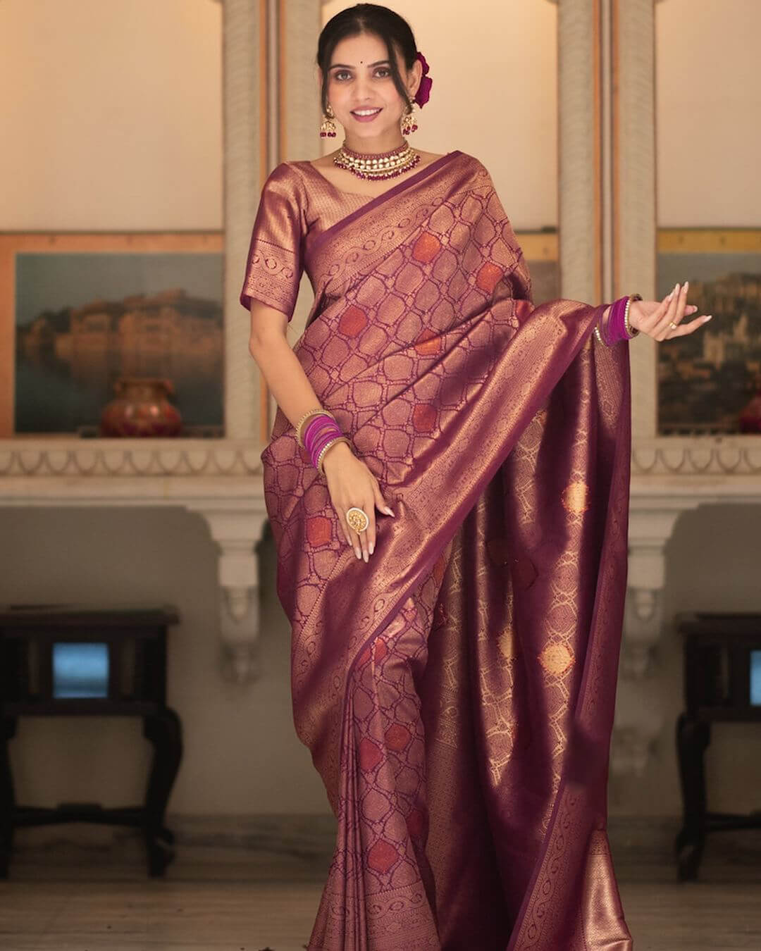 Staggering Purple Soft Silk Saree With Scrumptious  Blouse Piece