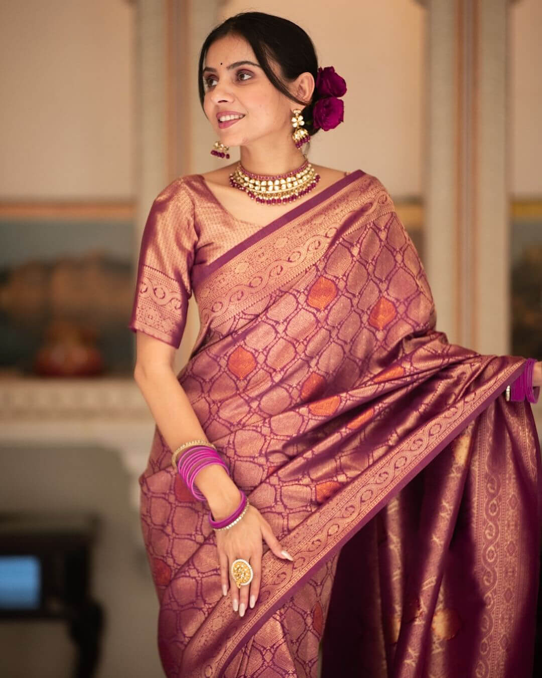 Staggering Purple Soft Silk Saree With Scrumptious  Blouse Piece