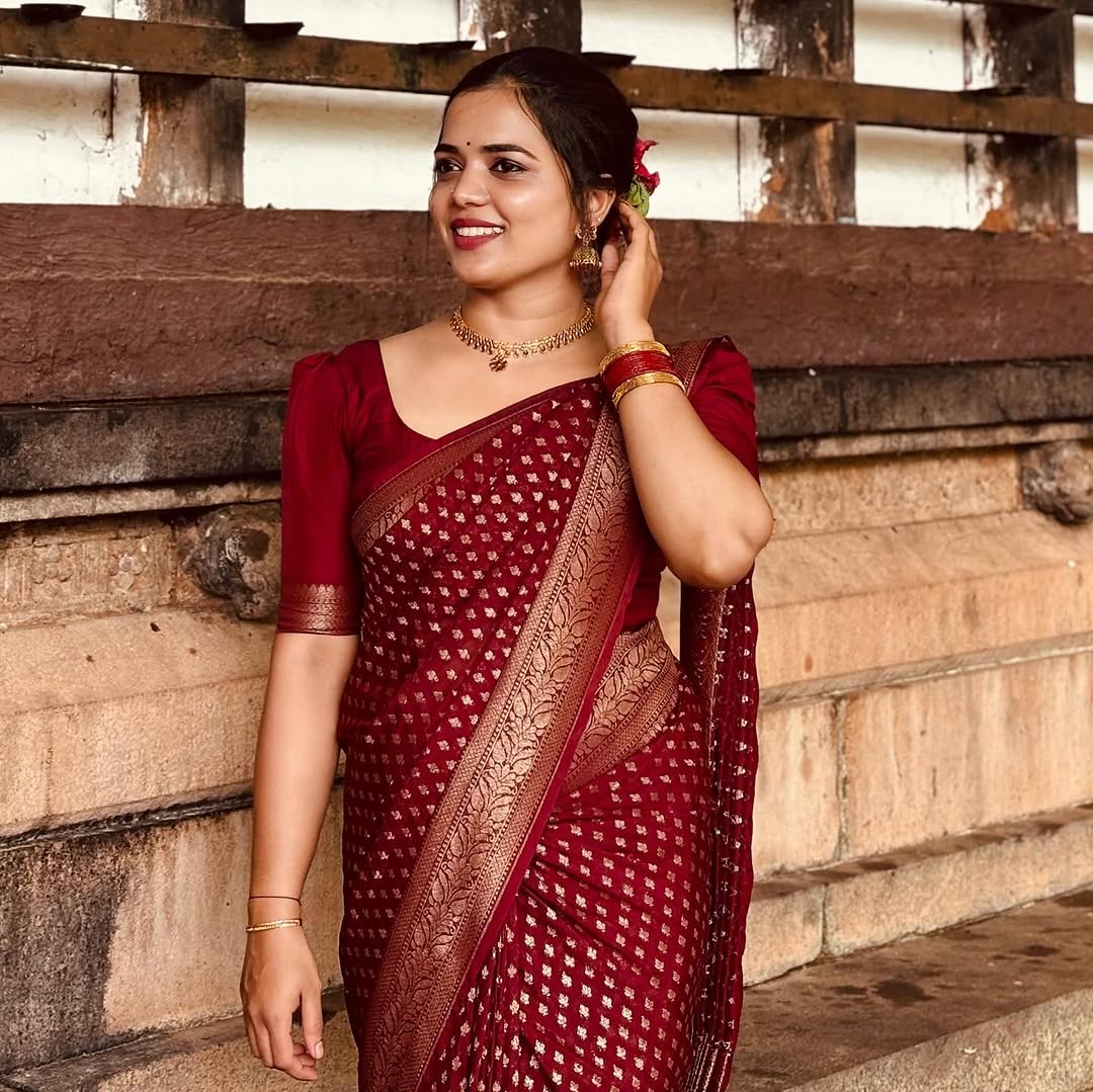 Whimsical Wine Soft Silk Saree With Prodigal Blouse Piece