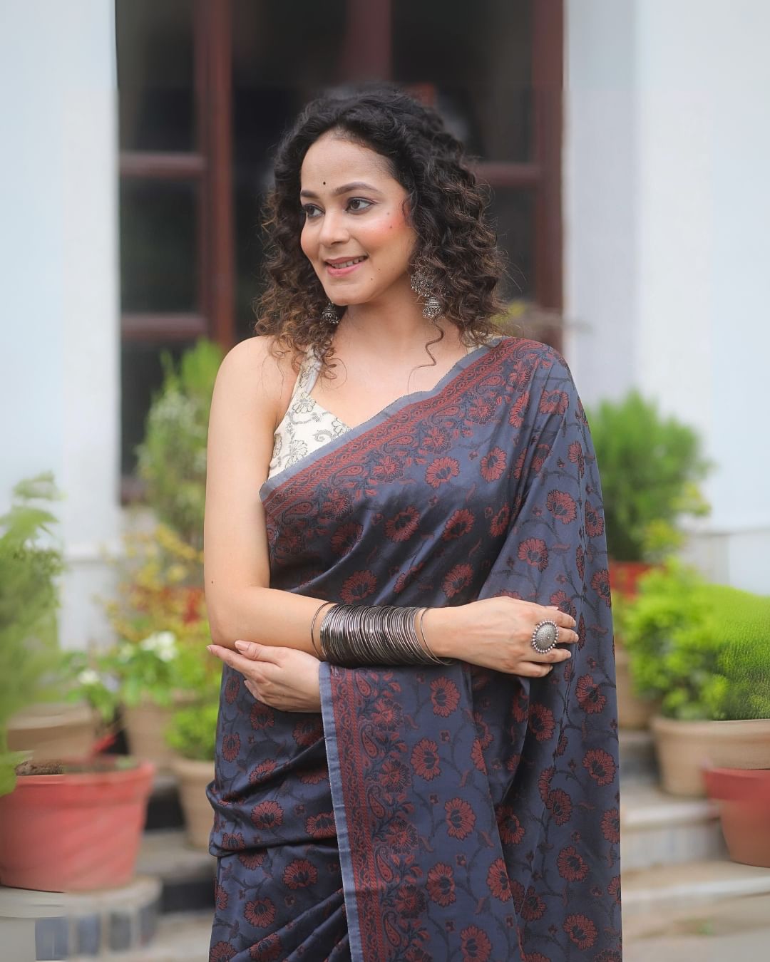Diaphanous Black Soft Silk Saree With Ailurophile Blouse Piece