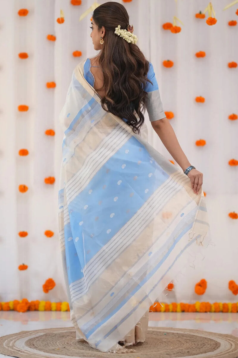 Precious Beige Cotton Silk Saree With Angelic Blouse Piece