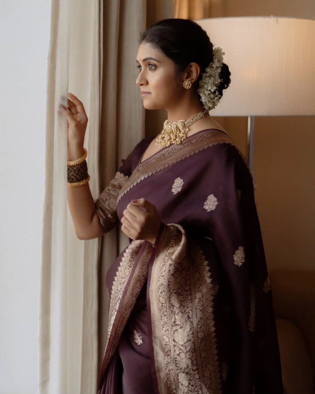 Sophisticated Wine Soft Silk Saree With Panoply Blouse Piece