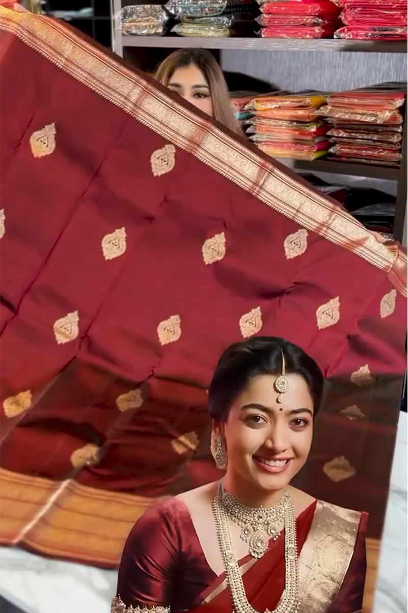 Adoring Wine Soft Banarasi Silk Saree With Posh Blouse Piece