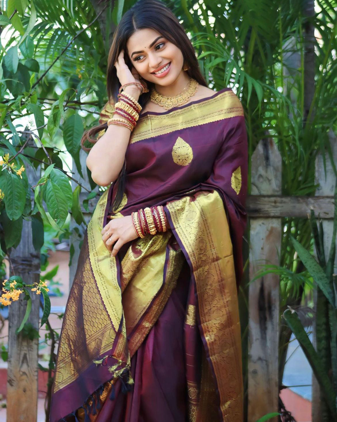 Elision Wine Soft Silk Saree With Beautiful Blouse Piece