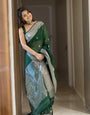 Phthalo Green Maheshawari Cotton Silk Saree