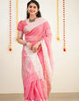 Daisy pink Maheshawari Cotton Silk Saree