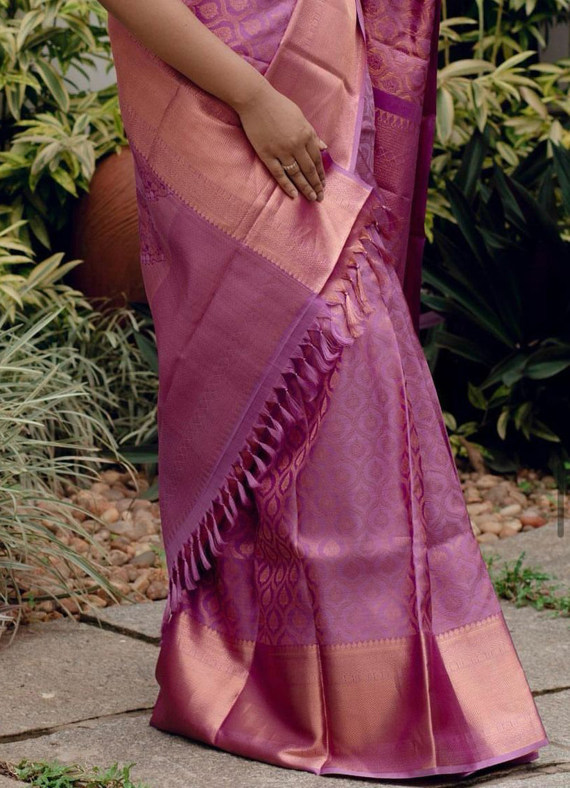 Designer Pink Soft Silk Saree With Panoply Blouse Piece