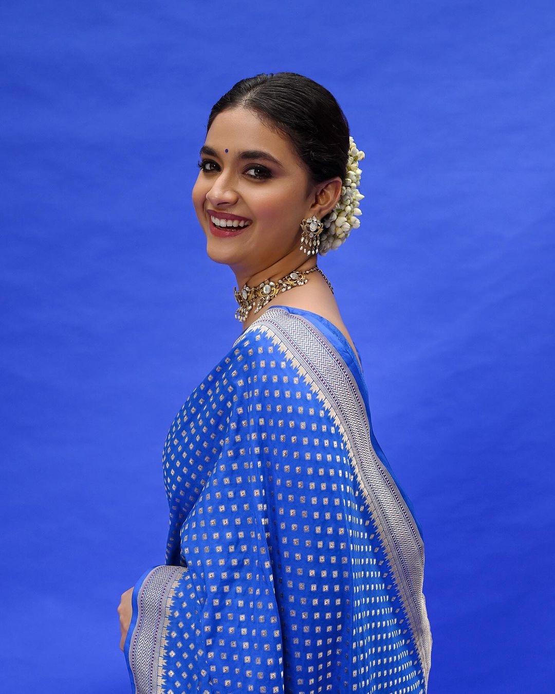 Embellished Royal Blue Soft Silk Saree With Lovely Blouse Piece