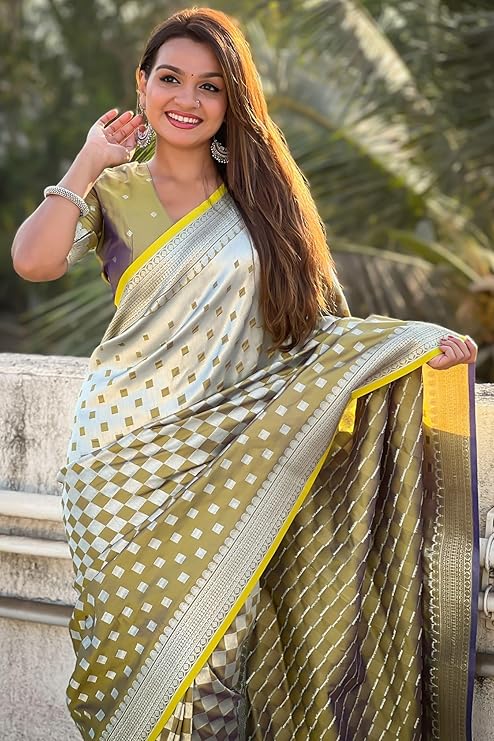Ethereal Mustard Soft Silk Saree With Murmurous Blouse Piece