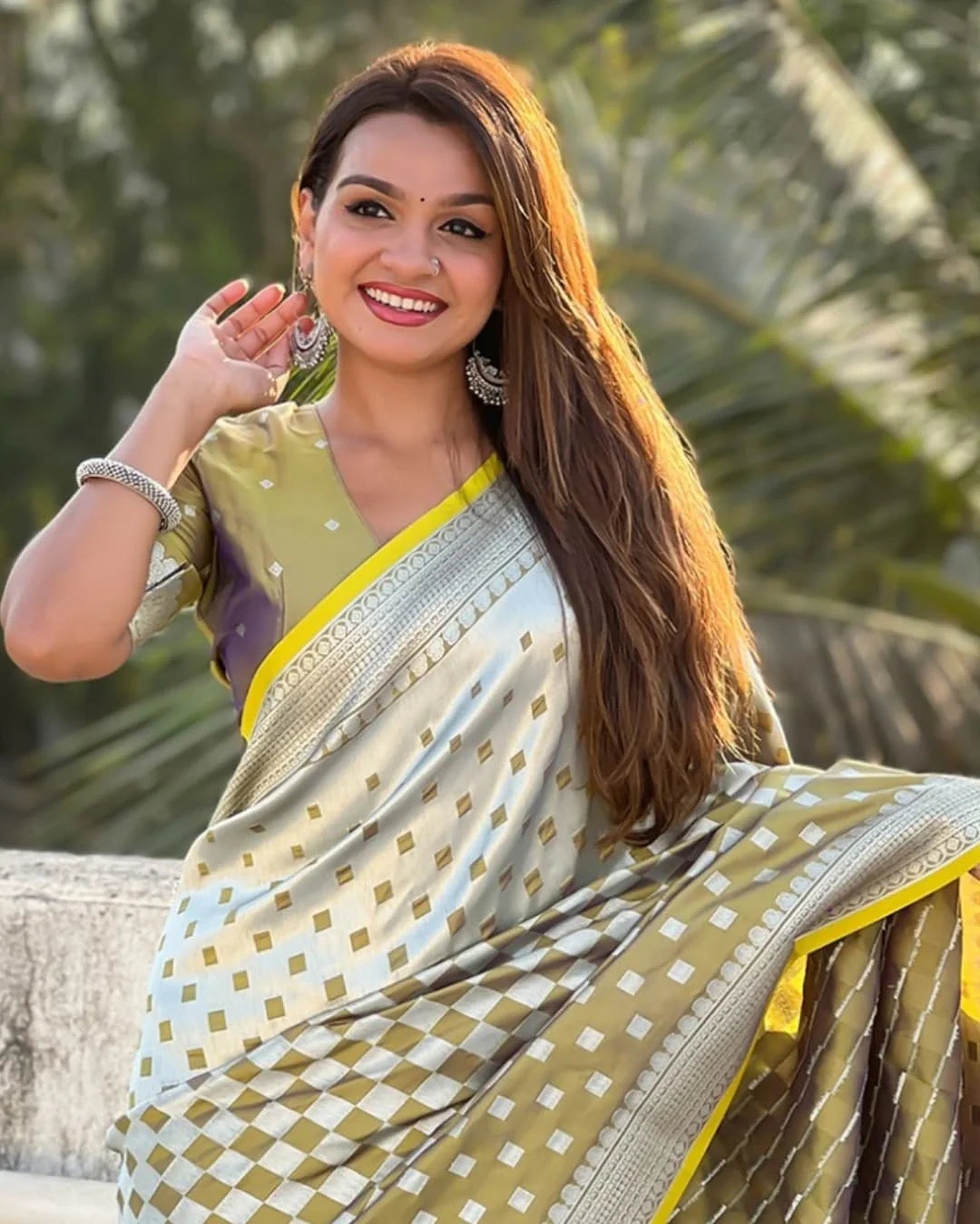 Ethereal Mustard Soft Silk Saree With Murmurous Blouse Piece