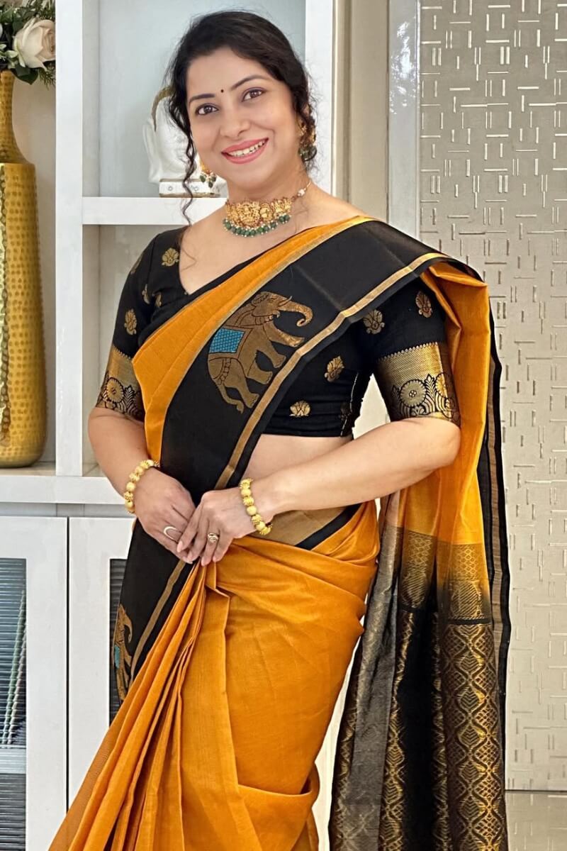Mesmeric Mustard Soft Silk Saree With Staggering Blouse Piece