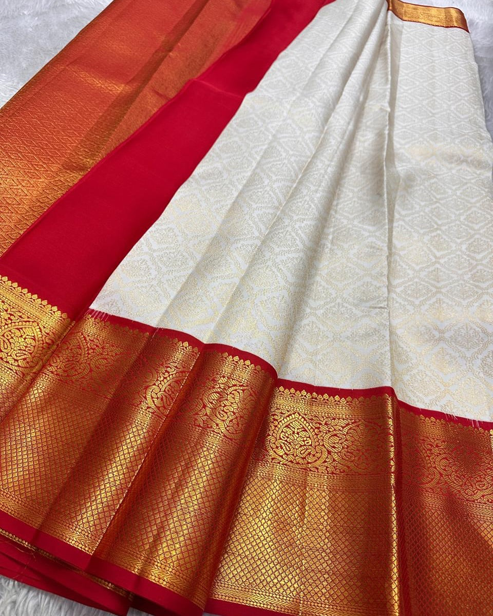 Admirable Beige Soft Silk Saree With Elegant Blouse Piece