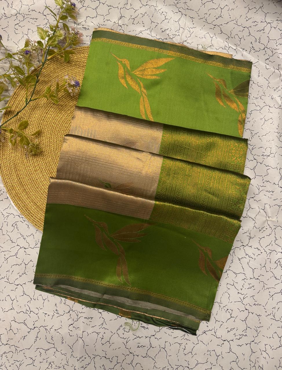 Designer Beige Soft Banarasi Silk Saree With Enamoring Blouse Piece