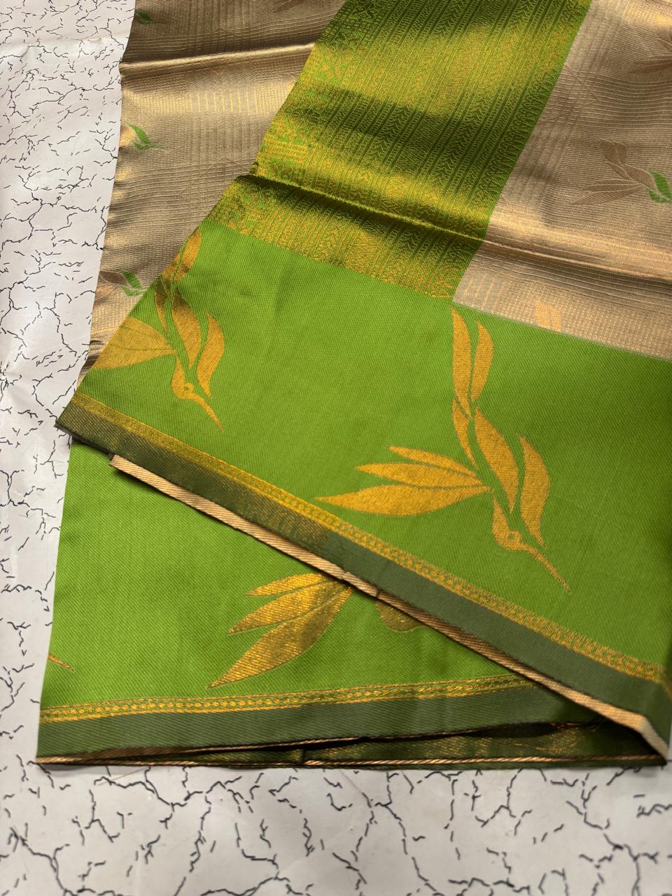 Designer Beige Soft Banarasi Silk Saree With Enamoring Blouse Piece