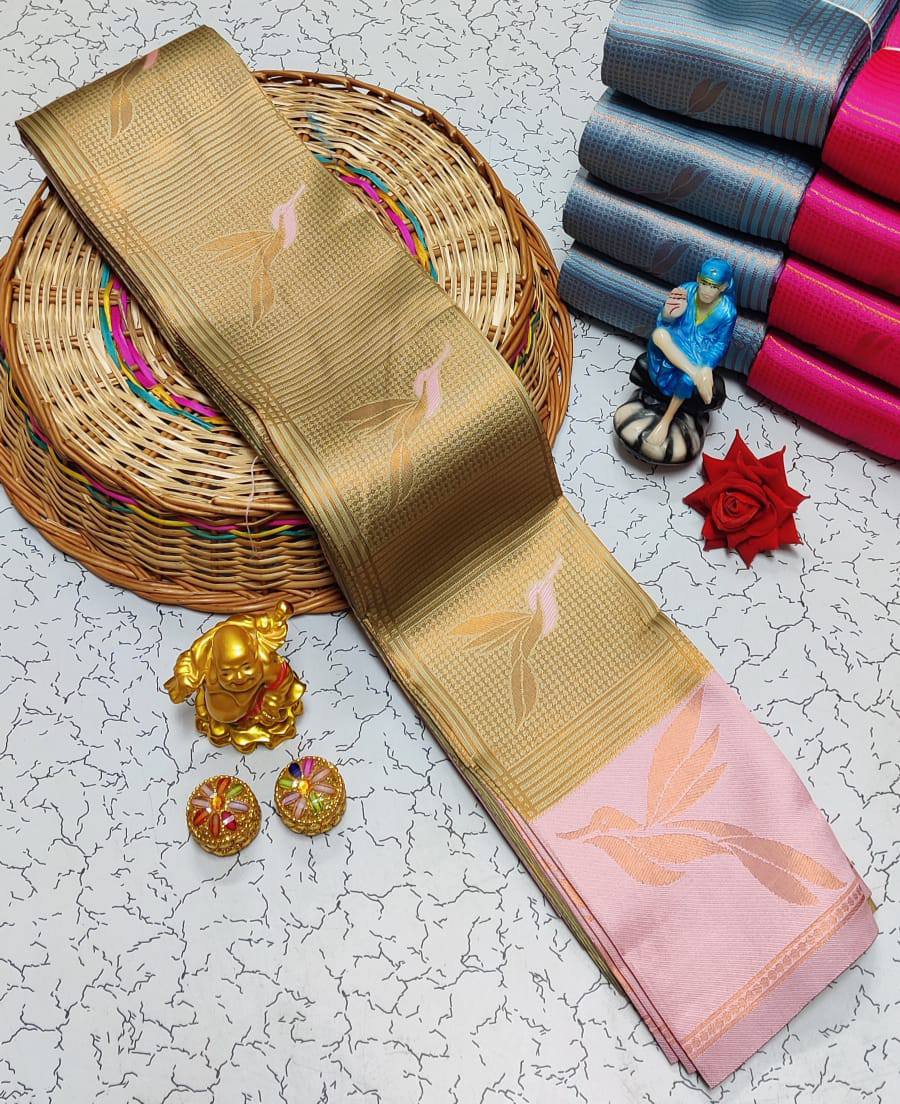 Winsome Beige Soft Banarasi Silk Saree With Dulcet Blouse Piece