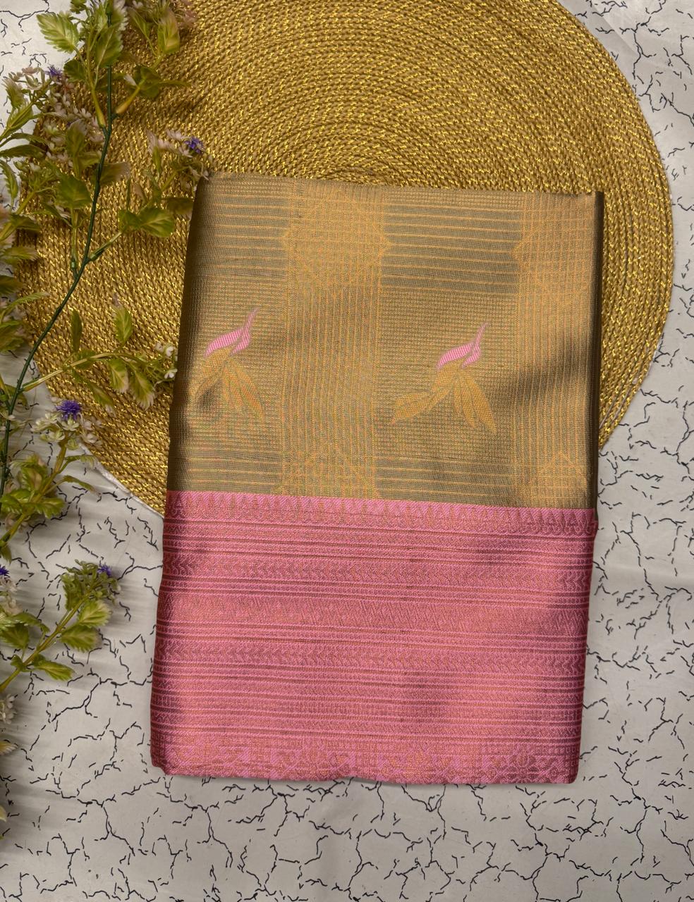 Winsome Beige Soft Banarasi Silk Saree With Dulcet Blouse Piece
