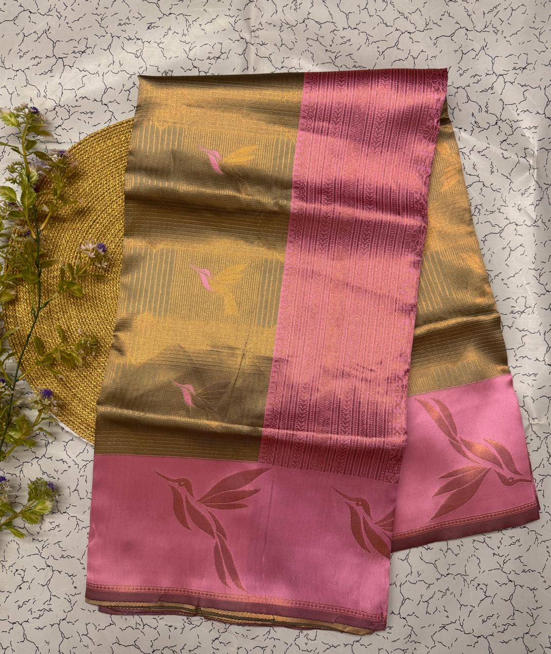 Winsome Beige Soft Banarasi Silk Saree With Dulcet Blouse Piece