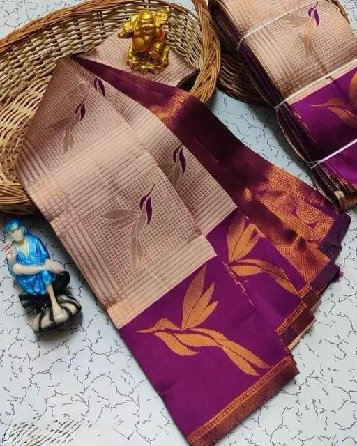 Nebula Beige Soft Banarasi Silk Saree With Elaborate Blouse Piece