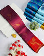 Engaging Purple Soft Banarasi Silk Saree With Eloquence Blouse Piece