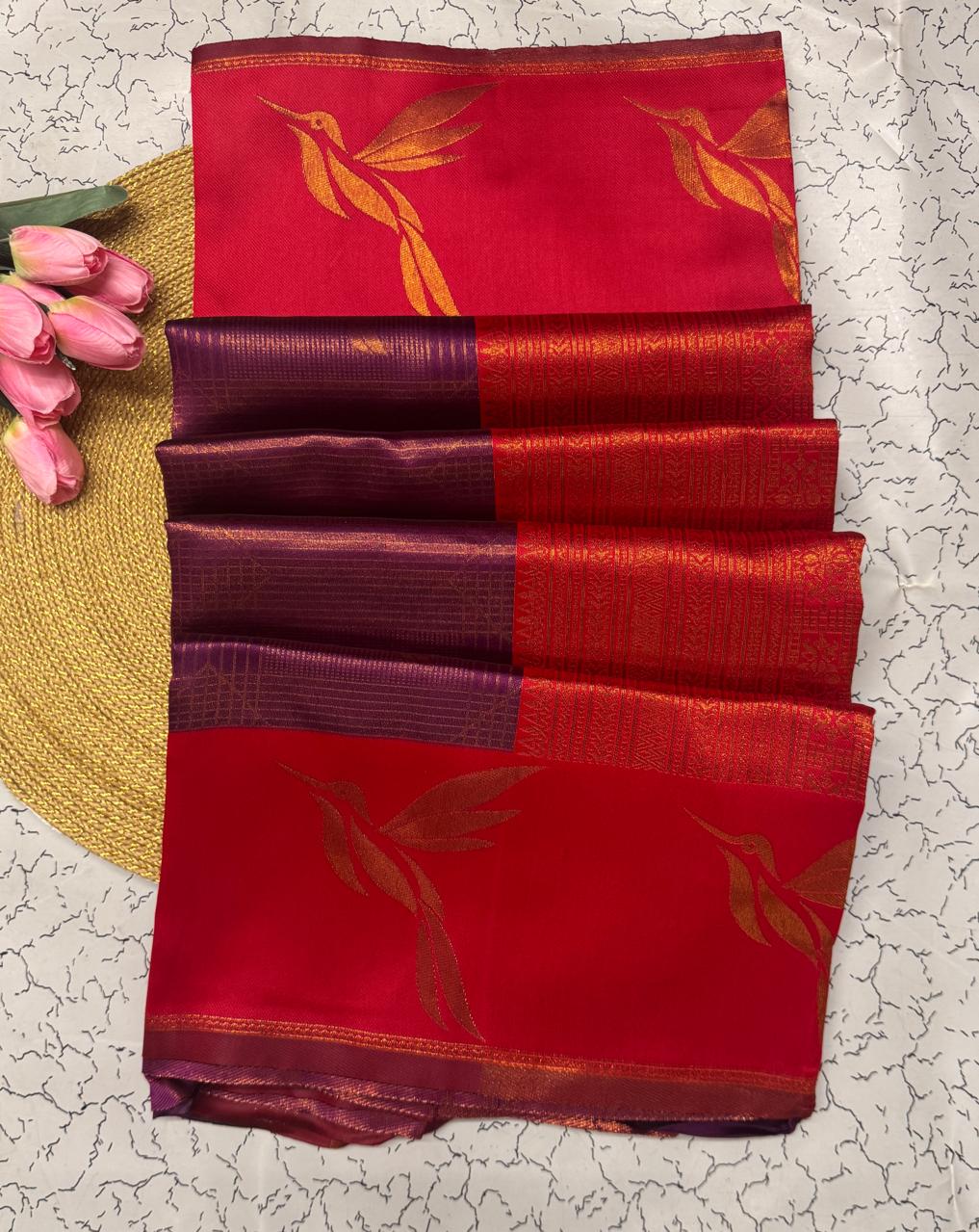 Engaging Purple Soft Banarasi Silk Saree With Eloquence Blouse Piece