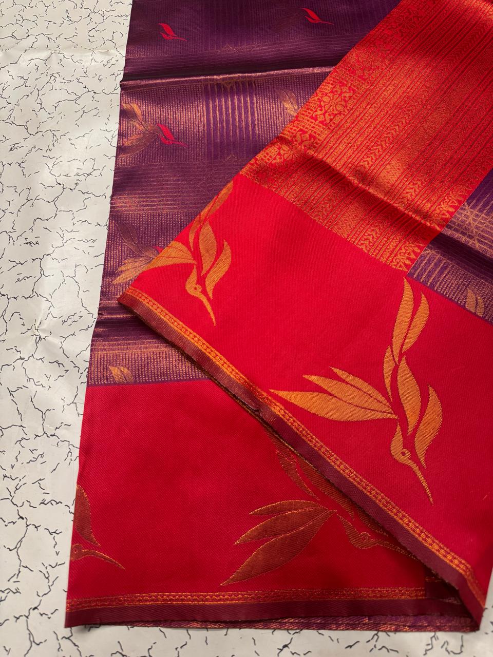 Engaging Purple Soft Banarasi Silk Saree With Eloquence Blouse Piece