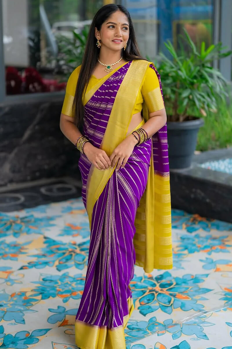 Jazzy Purple Soft Silk Saree With Splendorous Blouse Piece