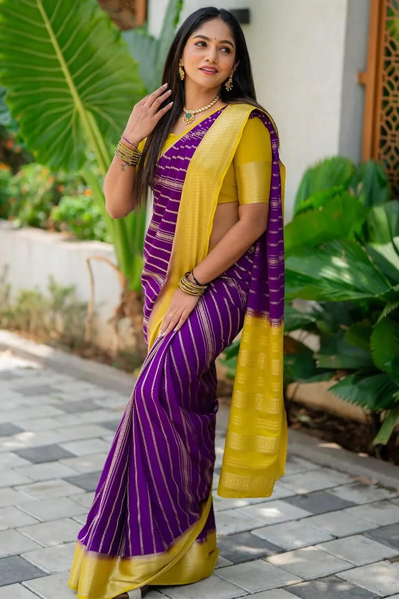 Jazzy Purple Soft Silk Saree With Splendorous Blouse Piece