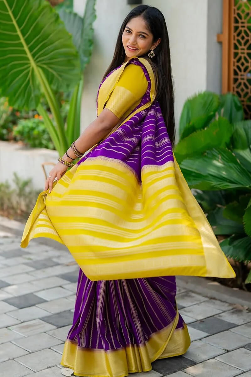 Jazzy Purple Soft Silk Saree With Splendorous Blouse Piece