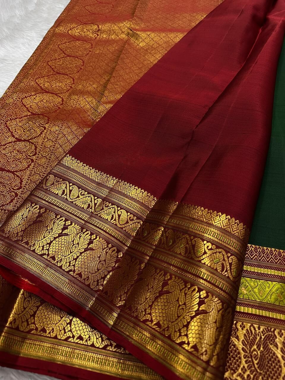 Gleaming Dark Green Soft Silk Saree With Glittering Blouse Piece