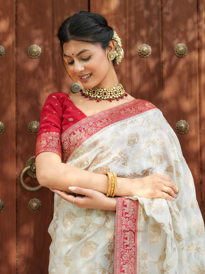 Incomparable Beige Soft Silk Saree With Verdant Blouse Piece