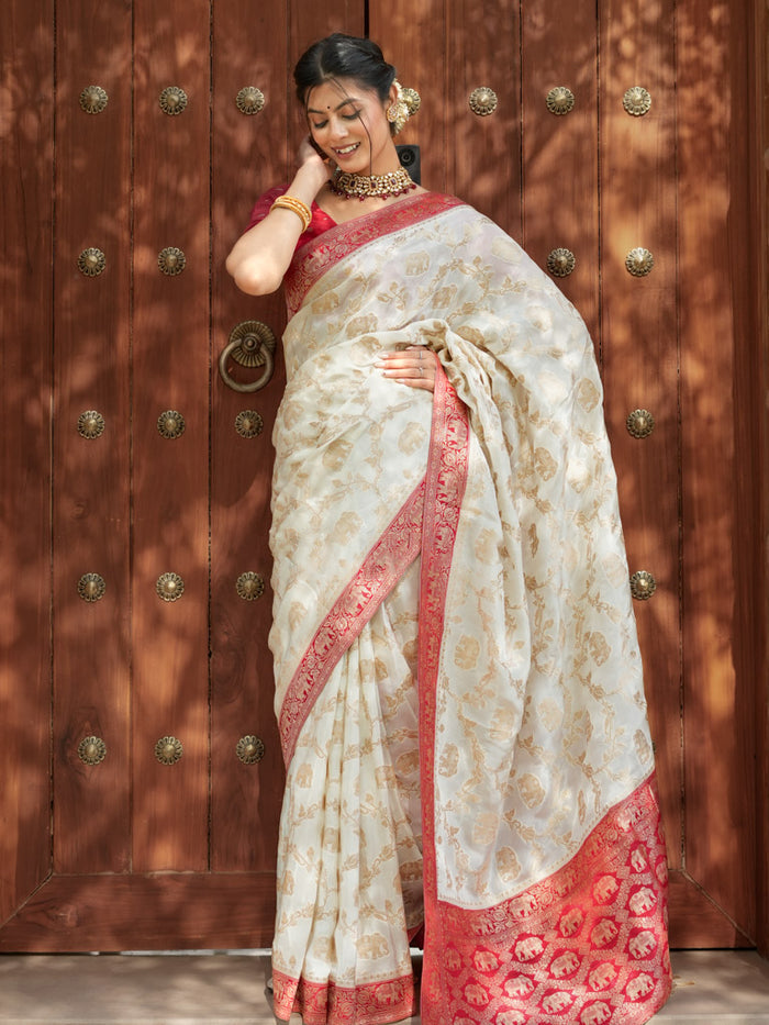 Incomparable Beige Soft Silk Saree With Verdant Blouse Piece