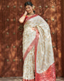 Incomparable Beige Soft Silk Saree With Verdant Blouse Piece