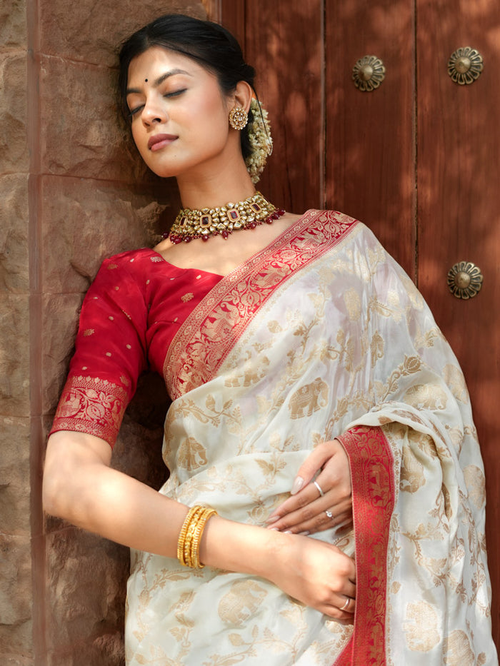 Incomparable Beige Soft Silk Saree With Verdant Blouse Piece