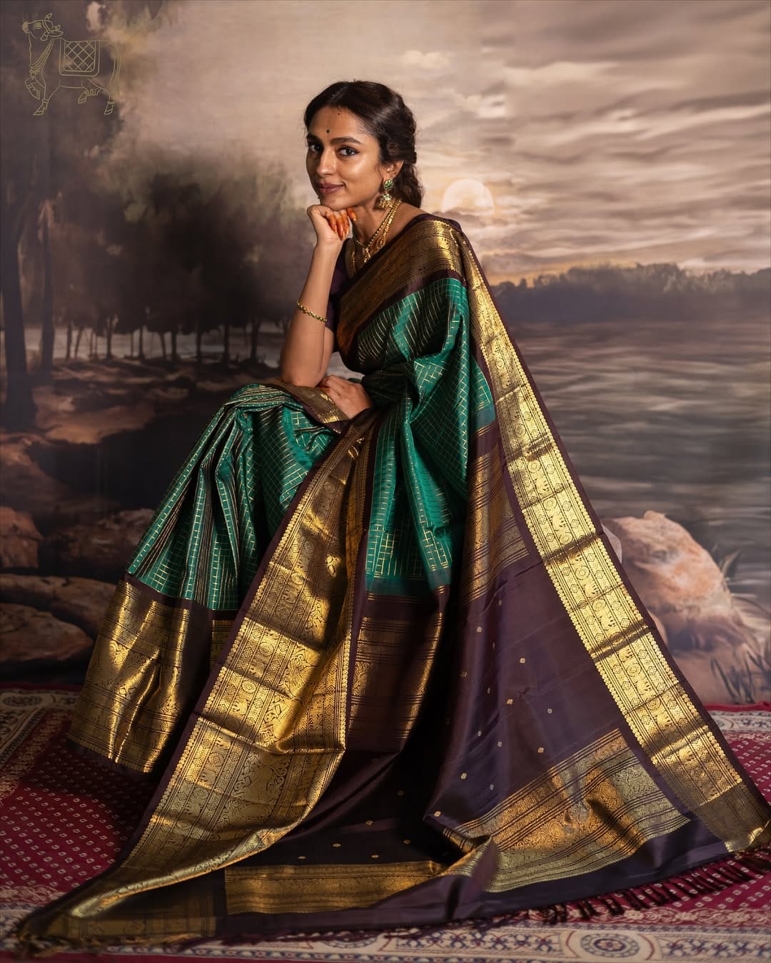 Alluring Rama Soft Silk Saree With Pretty Blouse Piece