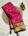Prodigal Dark Pink Soft Silk Saree With Nectarous Blouse Piece