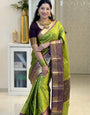 Amazing Green Soft Silk Saree With Luminous Blouse Piece
