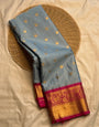 Scintillating Grey Soft Silk Saree With Panoply Blouse Piece