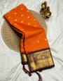 Prettiest Orange Soft Silk Saree With Palimpsest Blouse Piece