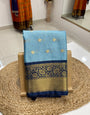 Appealing Sky Soft Silk Saree With Fantabulous Blouse Piece