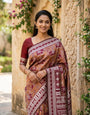 Ebullience Maroon Pure Zari Weaving Banarasi Silk Saree With Sizzling Blouse Piece