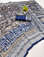 Imaginative Blue Pure Zari Weaving Banarasi Silk Saree With Embellished Blouse Piece