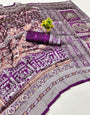 Pleasurable Purple Pure Zari Weaving Banarasi Silk Saree With Seraphic Blouse Piece