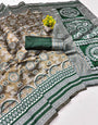 Inimitable Green Pure Zari Weaving Banarasi Silk Saree With Redolent Blouse Piece