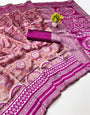 Invaluable Magenta Pure Zari Weaving Banarasi Silk Saree With Devastating Blouse Piece