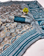 Moiety Rama Pure Zari Weaving Banarasi Silk Saree With Smashing Blouse Piece