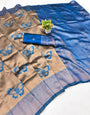 Incomparable Beige Pure Zari Weaving Banarasi Silk Saree With Pleasant Blouse Piece