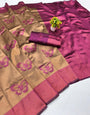 Beleaguer Dark Beige Pure Zari Weaving Banarasi Silk Saree With Fantabulous Blouse Piece