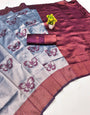 Desuetude Grey Pure Zari Weaving Banarasi Silk Saree With Blooming Blouse Piece