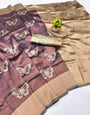 Delectable Purple Pure Zari Weaving Banarasi Silk Saree With Snazzy Blouse Piece